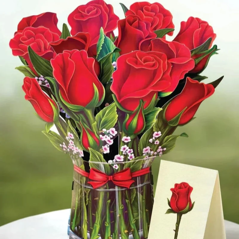 Evighedsbuket: Uforglemmelig 3D Blomsterhilsen i Kort