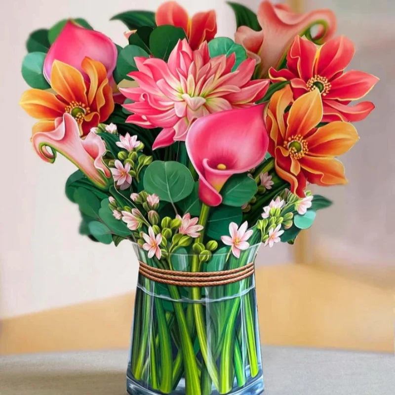Evighedsbuket: Uforglemmelig 3D Blomsterhilsen i Kort
