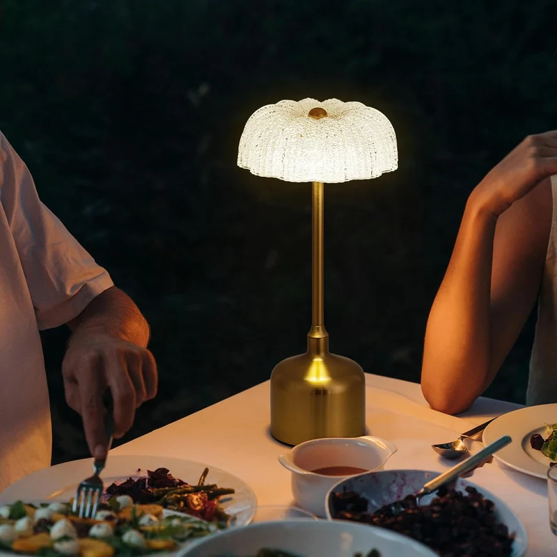 Trådløs krystalbordlampe med lang batteritid og berøringsstyring
