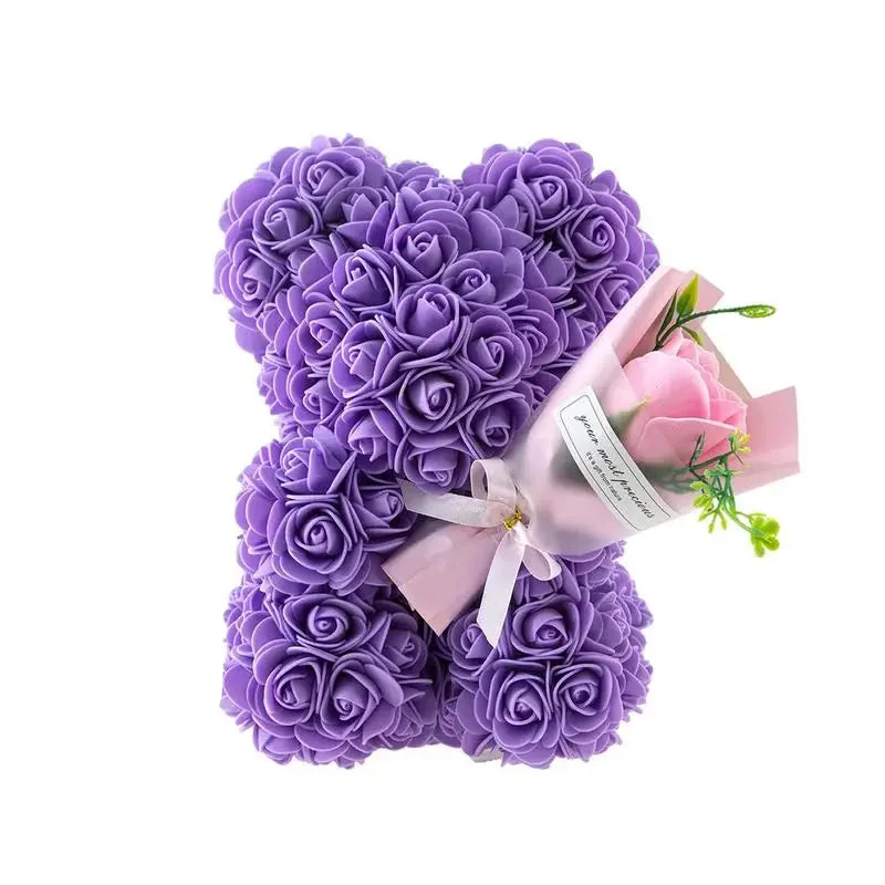 Blød Teddybjørn med Blomst - Perfekt Gave til Kærlige Stunder