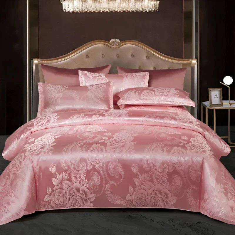 Luksuriøst Satin Dynebetrækssæt med Elegant Blomsterprint