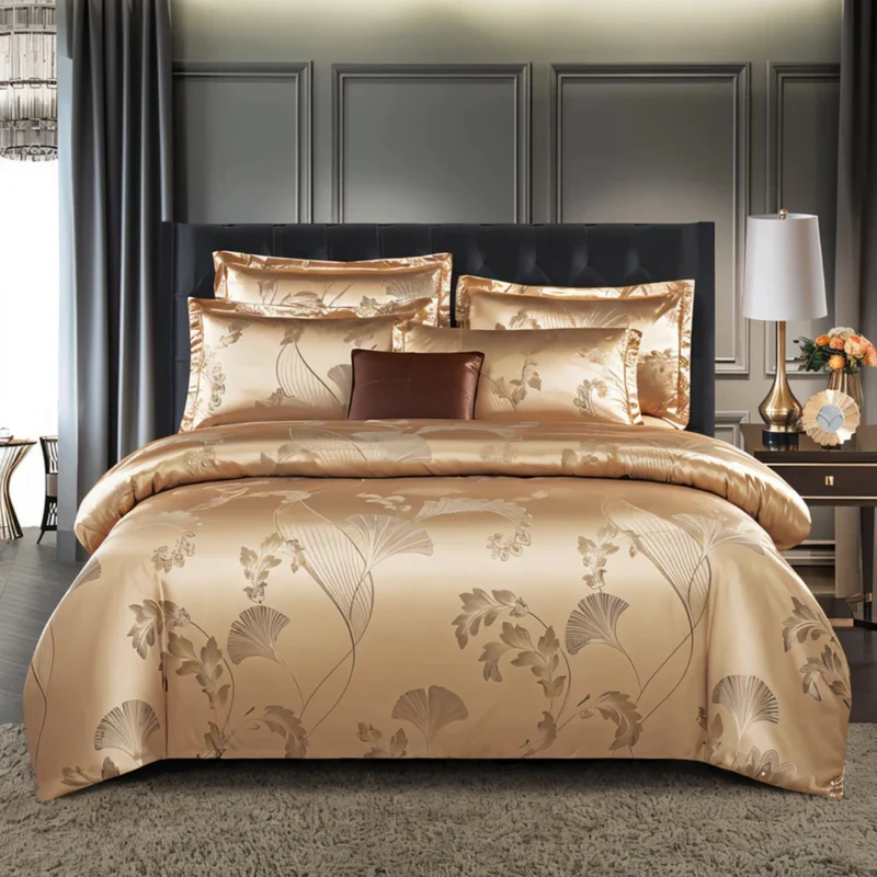 Luksuriøst Satin Dynebetrækssæt med Elegant Blomsterprint