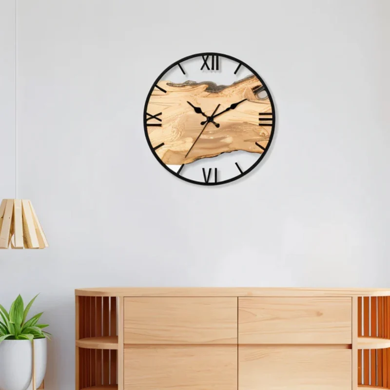 Stort Silent Vægur i Sort - Minimalistisk Design