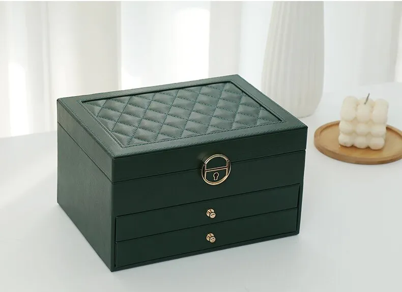 Luksus Smykkeskrin i Læder med Lås - Elegance og Sikkerhed