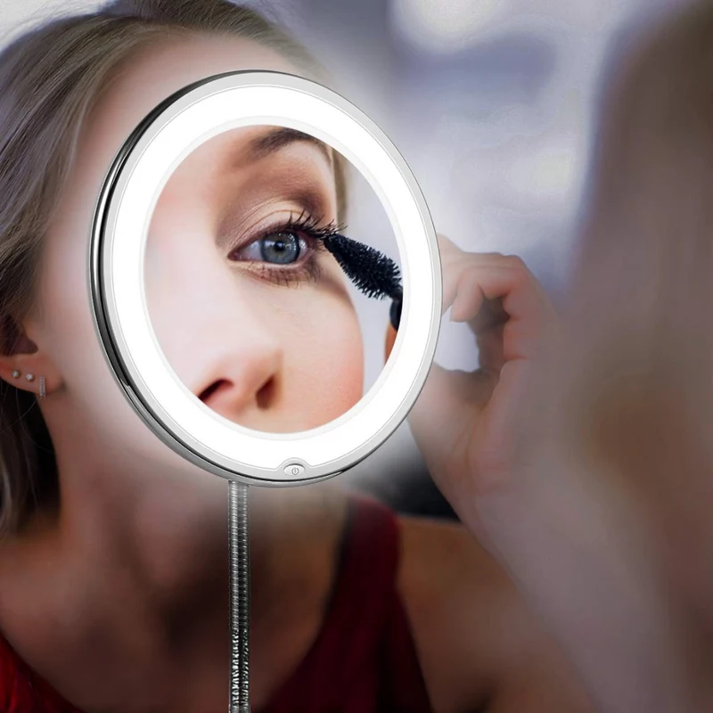 Fleksibelt LED Makeupspejl med 10x Forstørrelse