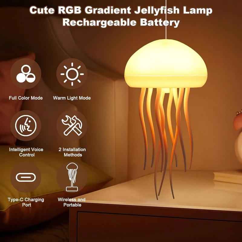Beroligende LED-lampe med livagtige vandmænd til dit hjem