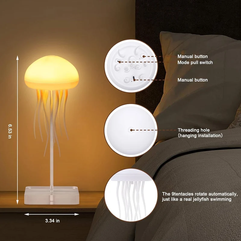 Beroligende LED-lampe med livagtige vandmænd til dit hjem