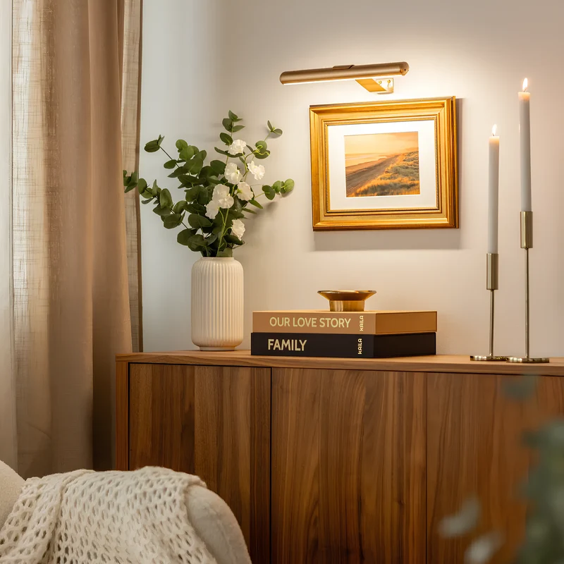 Justerbar LED Billedlys med Fjernbetjening og USB-opladning