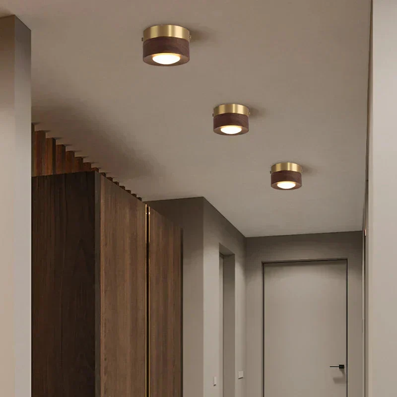 Elegant LED Plafondlampe i Valnød – Naturlig Skønhed & Effektivitet