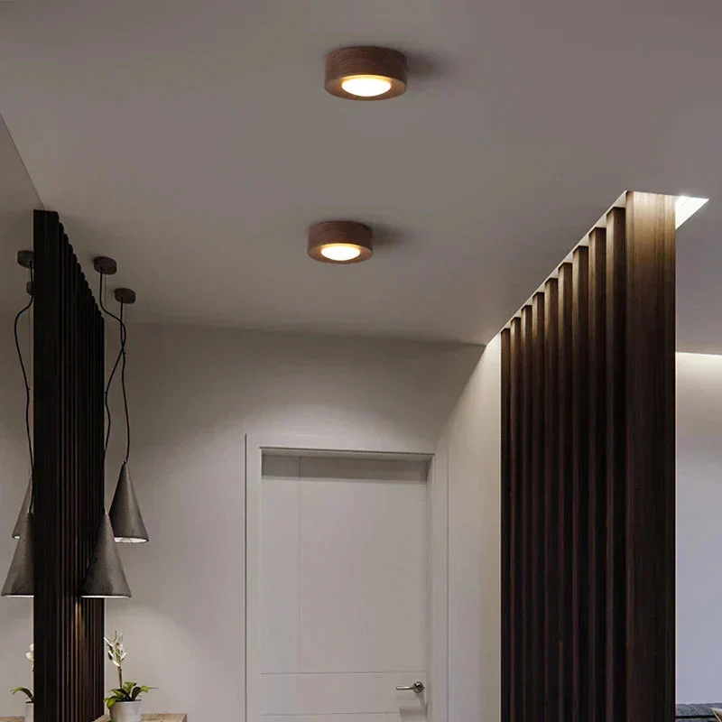 Elegant LED Plafondlampe i Valnød – Naturlig Skønhed & Effektivitet