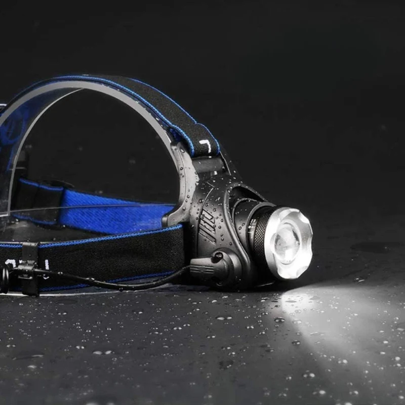 Kraftig Vandtæt LED Pandelygte med Zoom & USB Genopladning