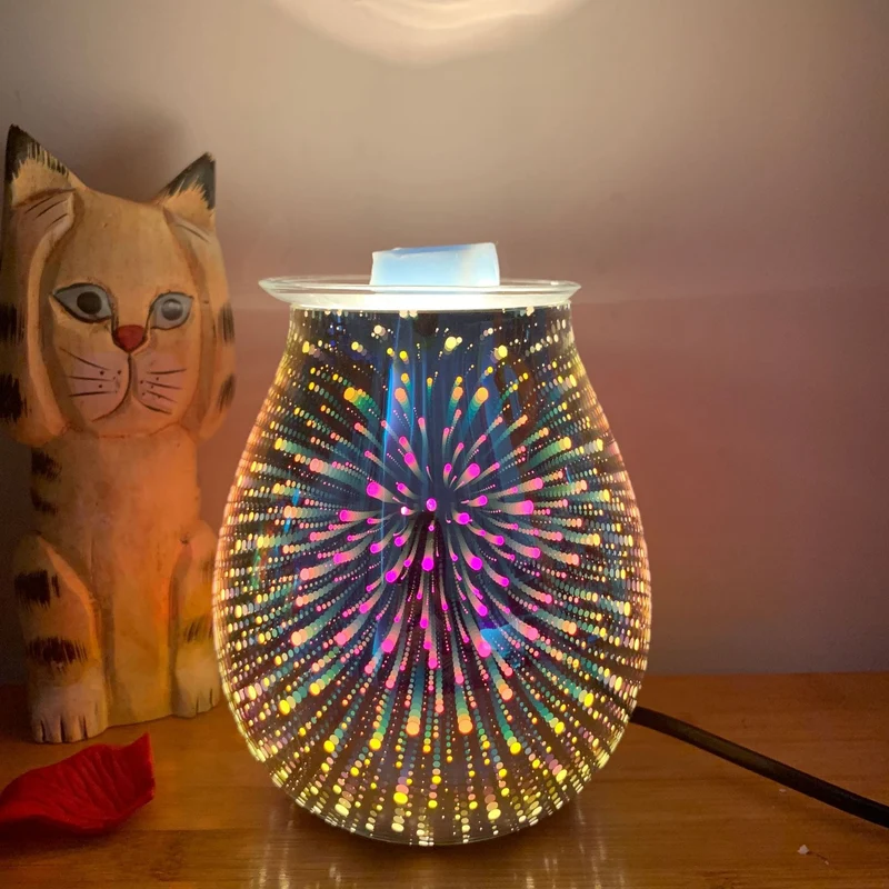 3D Glas Diffuser med LED Lys og Aromaterapi