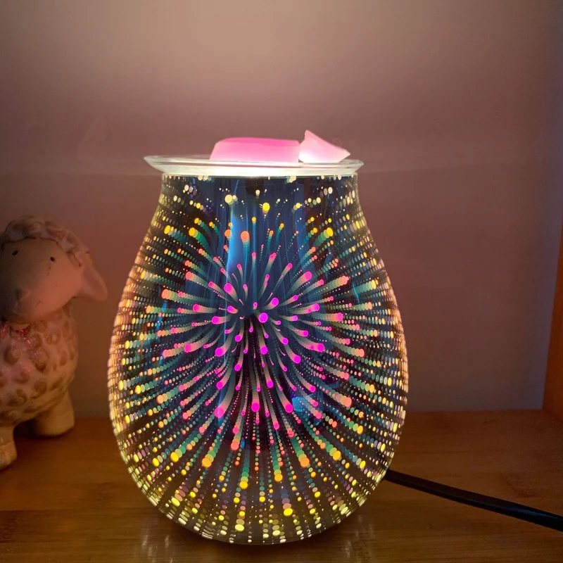3D Glas Diffuser med LED Lys og Aromaterapi