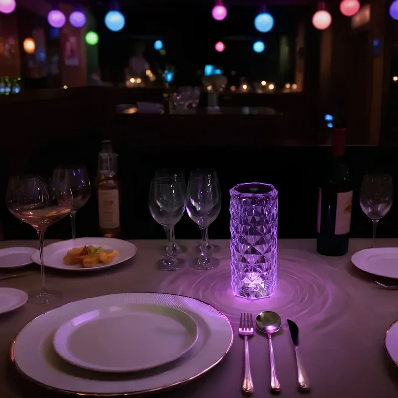 Stilfuld Akryl Bordlampe med Touch & Farvevalg