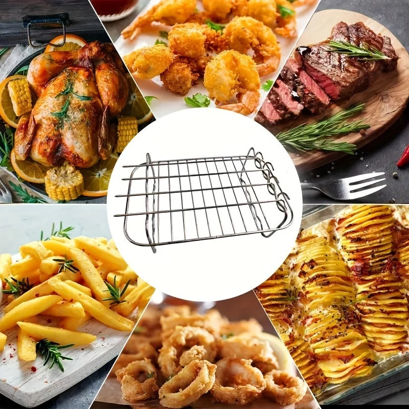 Rustfrit Stål Airfryer Tilbehørssæt med Grillspyd
