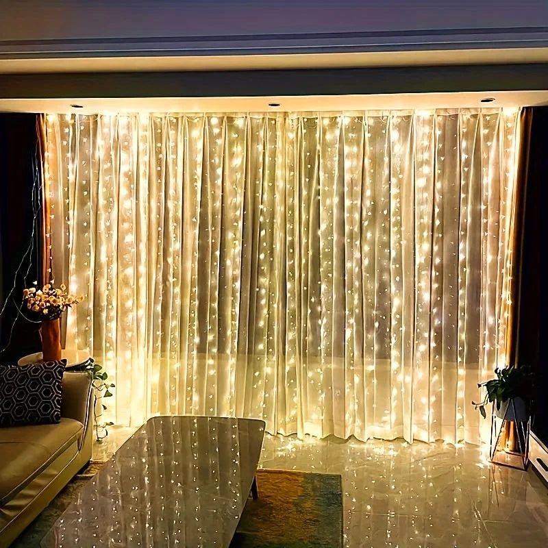 Eventyrlys Gardin med Varmt Hvidt LED og Fjernbetjening