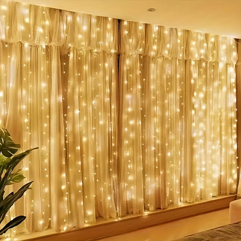Eventyrlys Gardin med Varmt Hvidt LED og Fjernbetjening