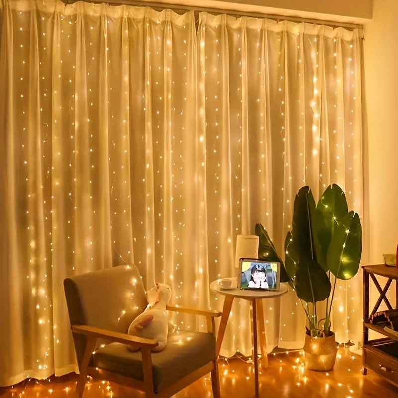 Eventyrlys Gardin med Varmt Hvidt LED og Fjernbetjening