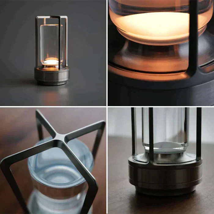 Krystal Bordlampe med Trådløs Opladning og Berøringskontrol