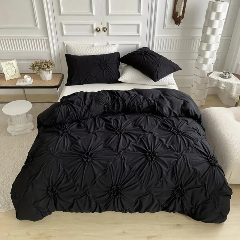 Elegant Sengetøjssæt i Mikrofiber med Plisseret Design