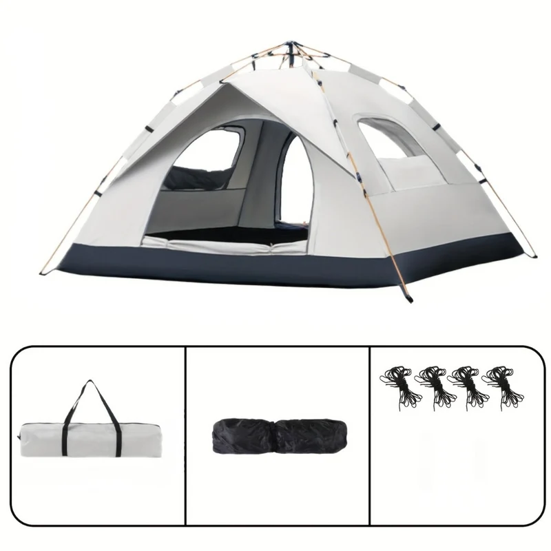 Funktionelt campingtelt med ventilation og solbeskyttelse