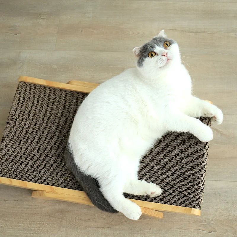 Justerbart Kradsebræt til Katte i Holdbart Trædesign