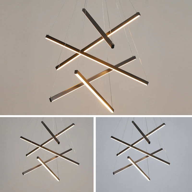 Moderne LED Lysekrone i Sort Metal – Fleksibel Belysning