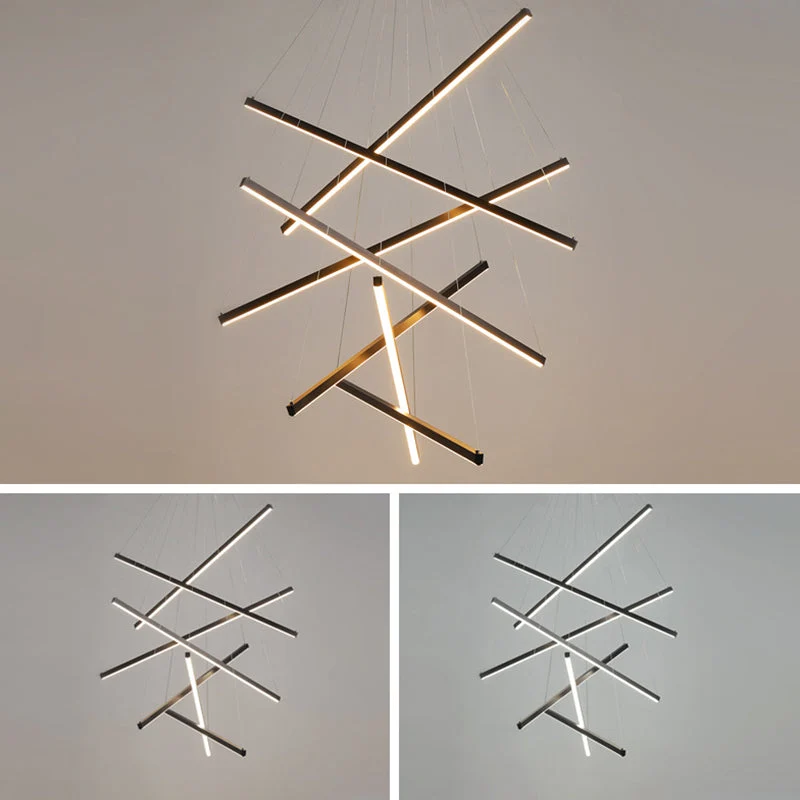 Moderne LED Lysekrone i Sort Metal – Fleksibel Belysning