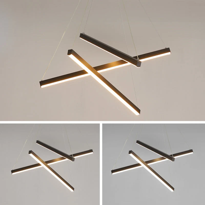 Moderne LED Lysekrone i Sort Metal – Fleksibel Belysning