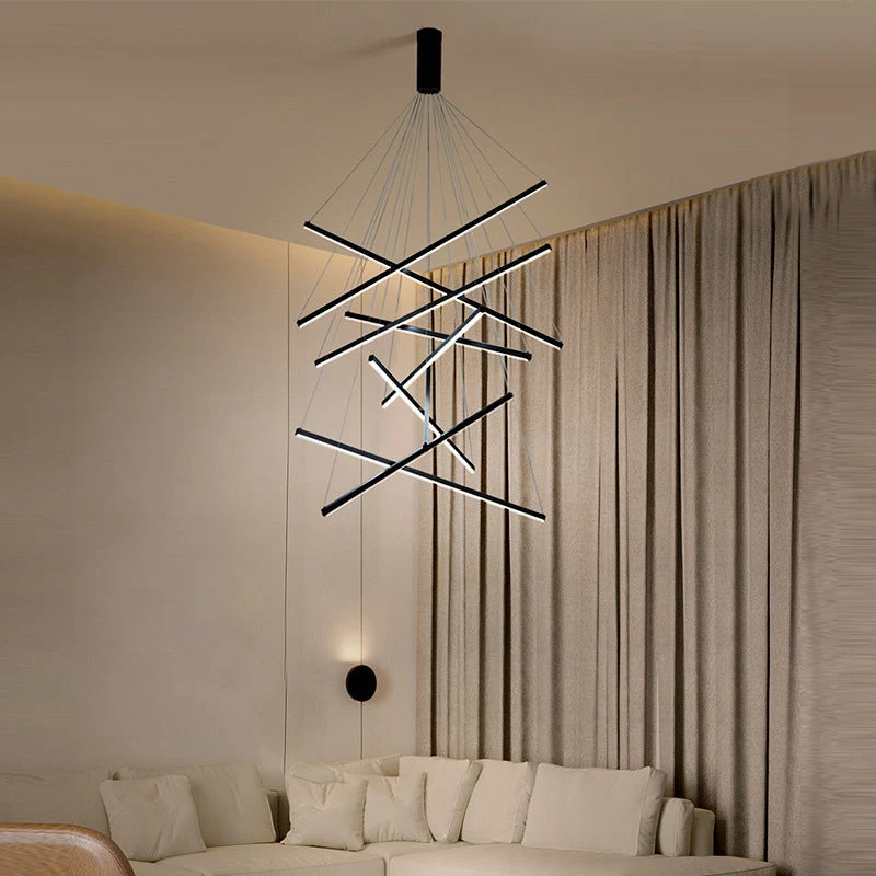 Moderne LED Lysekrone i Sort Metal – Fleksibel Belysning