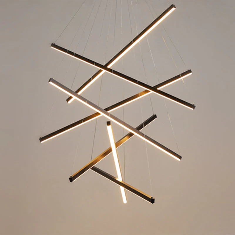 Moderne LED Lysekrone i Sort Metal – Fleksibel Belysning