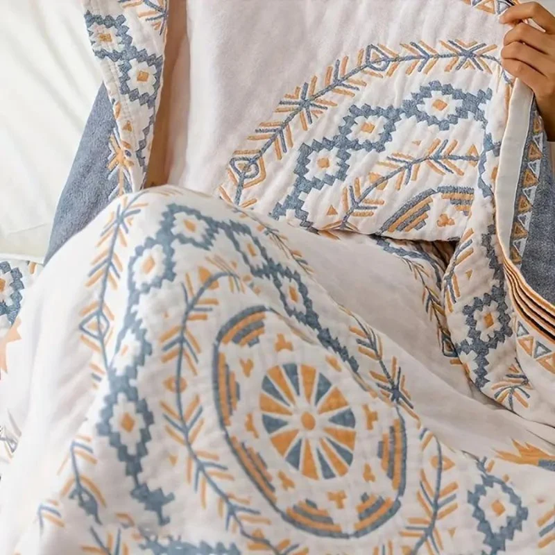 Boheme Plaid i 100% Bomuld med Mandala Mønster