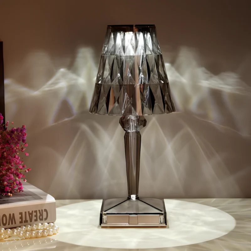 Stilfuld LED Bordlampe med Krystalglans og Touchstyring