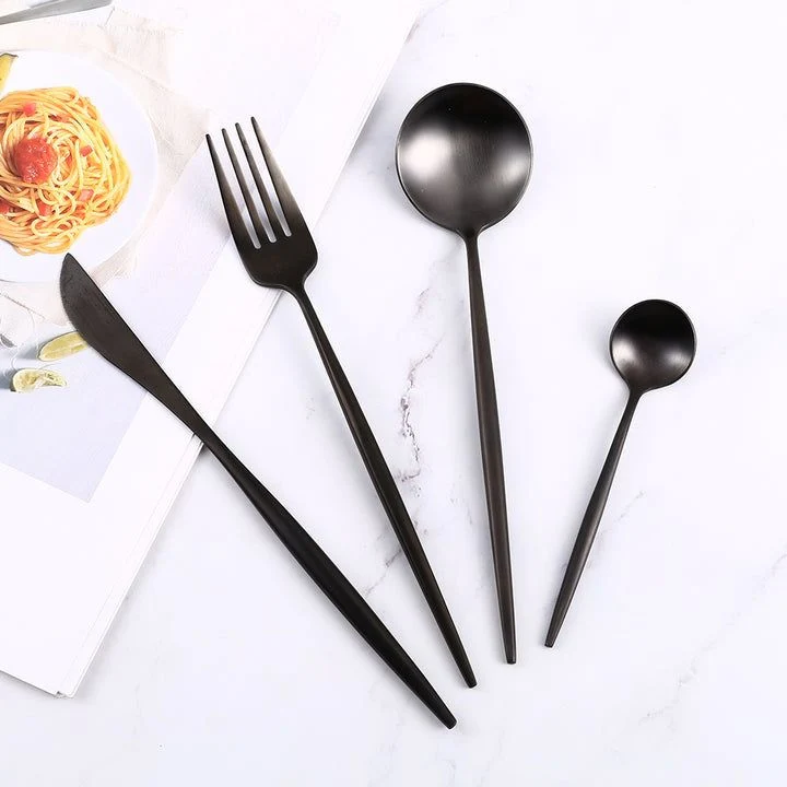 Elegant Sort Bestiksæt i Rustfrit Stål - Stilfuldt & Holdbart
