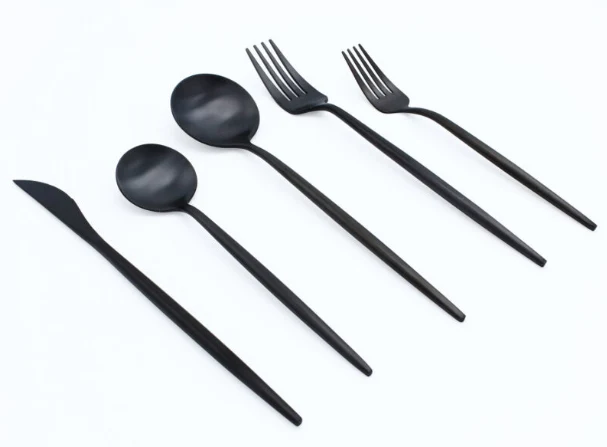 Elegant Sort Bestiksæt i Rustfrit Stål - Stilfuldt & Holdbart
