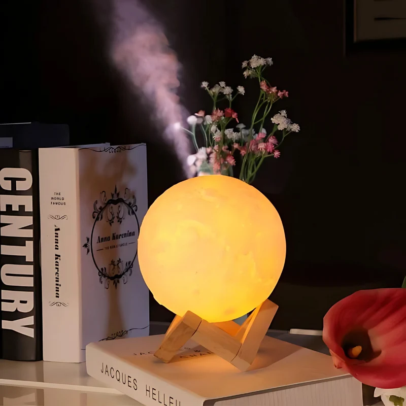 Multifunktionel LED Luna Lampe med Aromadiffuser & Luftfugter