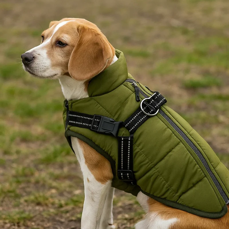 Vandtæt Hundejakke med Indbygget Sele til Vinterture
