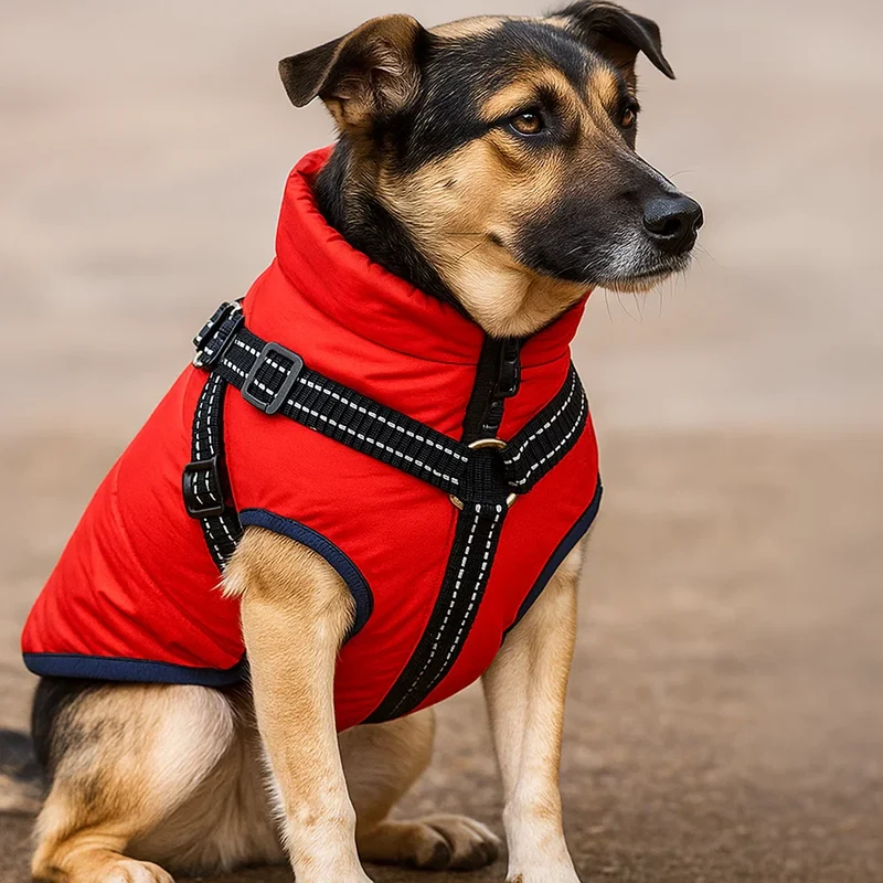Vandtæt Hundejakke med Indbygget Sele til Vinterture