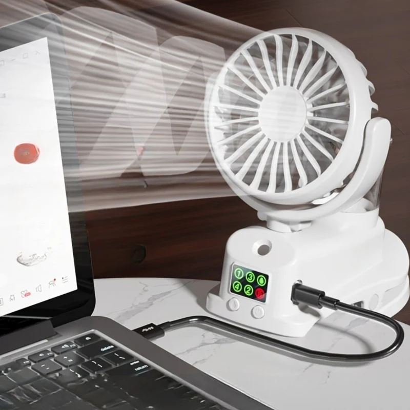 Kompakt USB Ventilator & Luftfugter med Genopladeligt Batteri