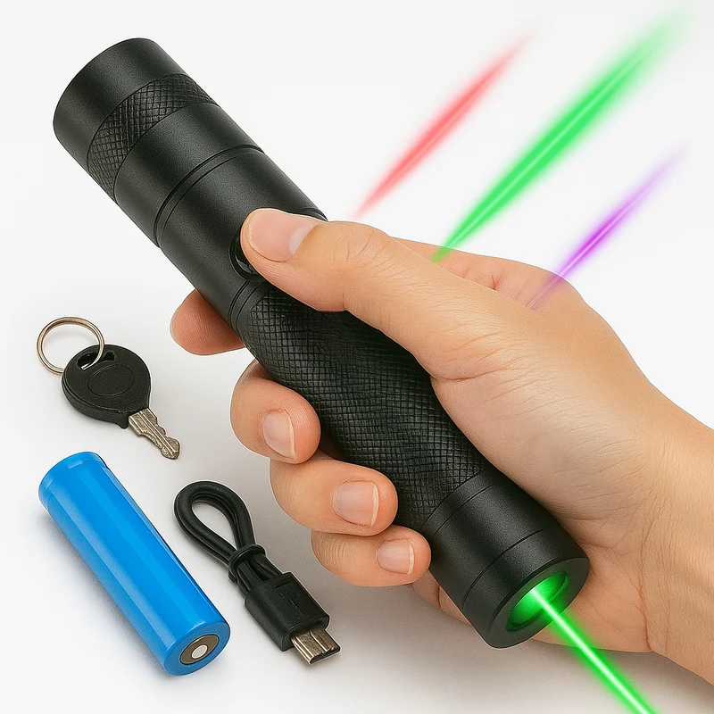 Langtrækkende Laserpegepind med Justerbar Fokus & Opladning