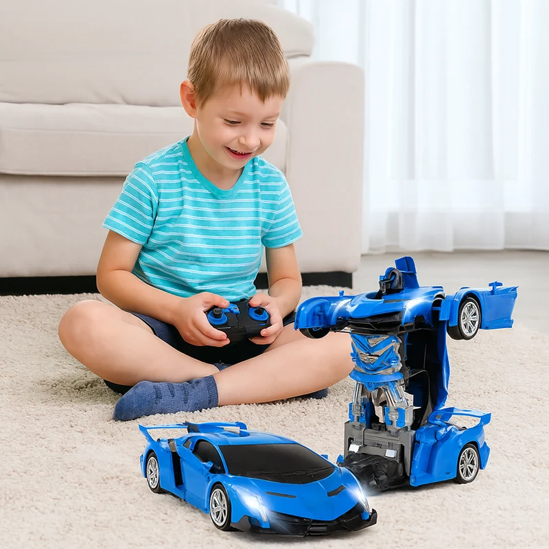 Transformerende Fjernstyret Robotbil med LED-lys