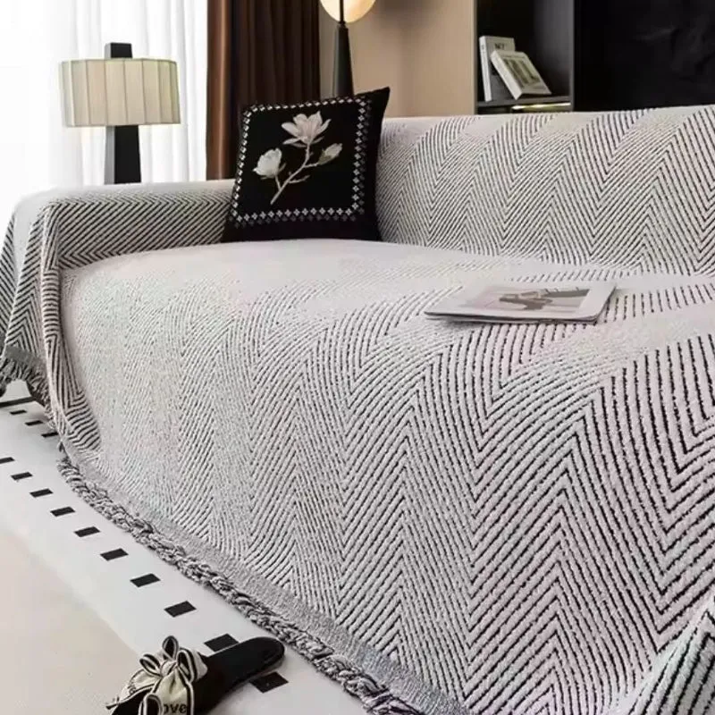 Elegant Sofaovertræk med Sildebensmønster - Stil & Beskyttelse