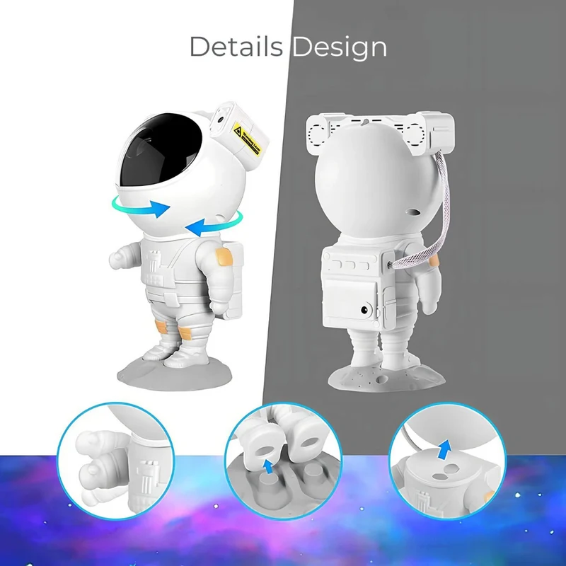 Astronaut Stjernehimmel Projektor med Beroligende Galakseeffekt