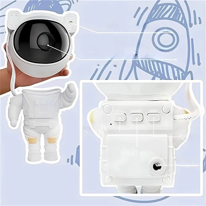 Astronaut Stjernehimmel Projektor med Beroligende Galakseeffekt
