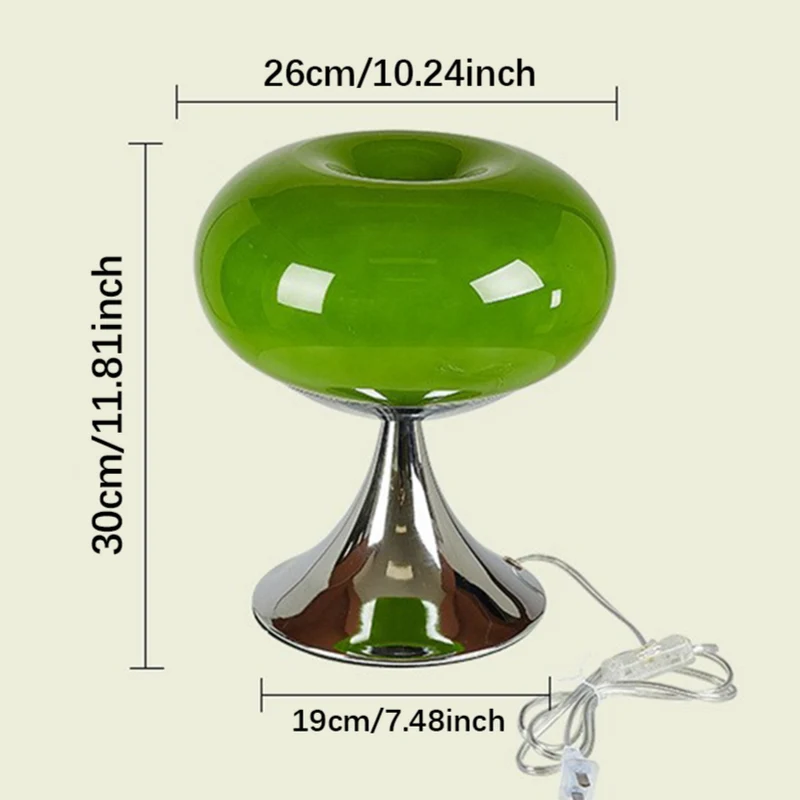 Vintage Bordlampe i Glas og Metal med Tidløs Elegance
