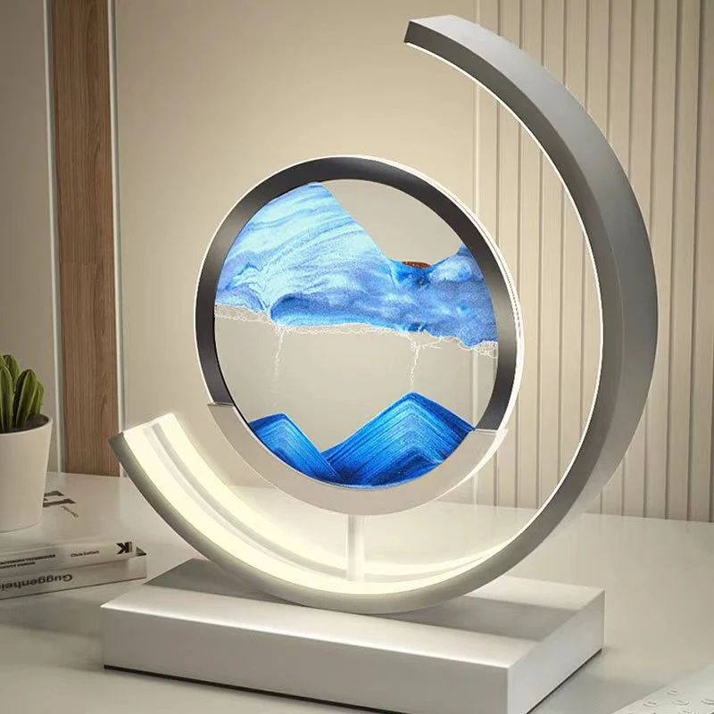LED Bordlampe med Dynamisk Sandkunst - Beroligende Belysning