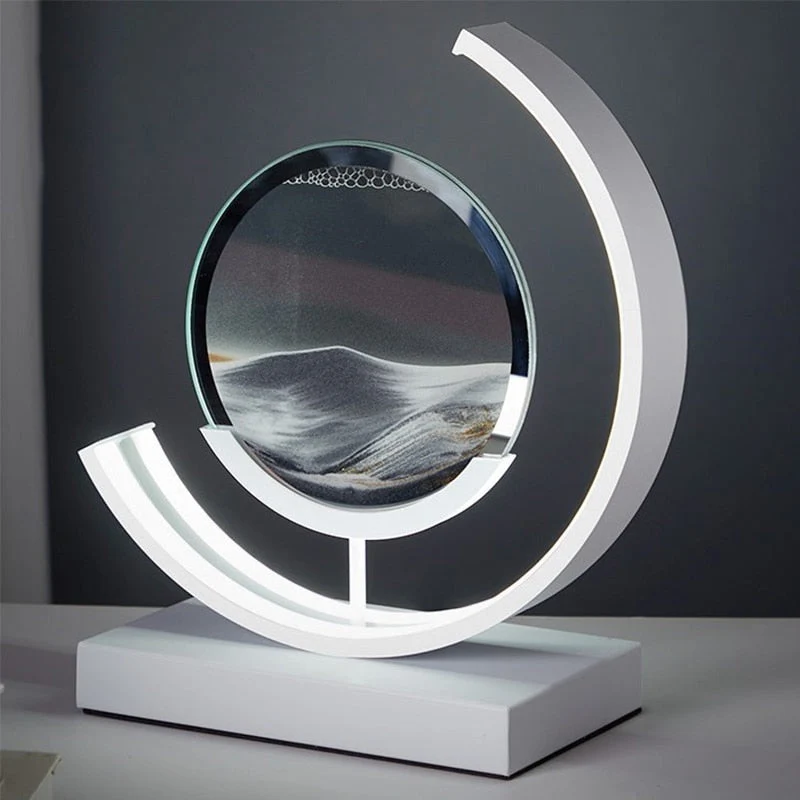 LED Bordlampe med Dynamisk Sandkunst - Beroligende Belysning