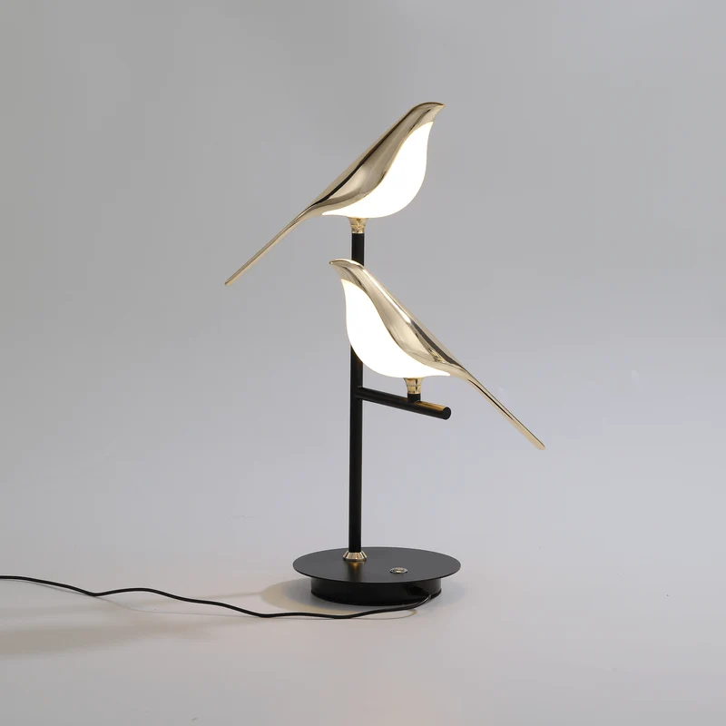 Skrivebordslampe i Metal med Justerbart Lys og Fugletema