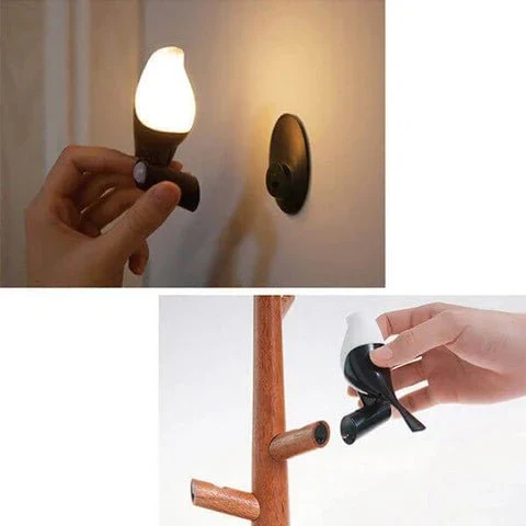 Smart LED Bordlampe i Træ med Bevægelsessensor