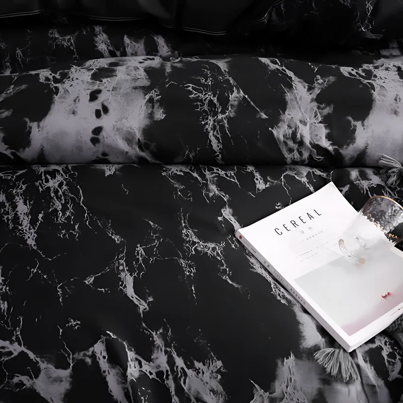 Luksuriøst Sengetøjssæt i Marmor Design med Blød Komfort